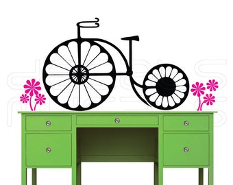 Wall decals DAISY BICYCLE with DAISIES Surface graphics interior decors by Decals Murals (22x46)