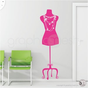 WALL DECAL Necklace Dress Form - Designer inspired fashion interior decor - Featured in HGTV magazine