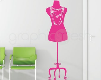 WALL DECAL Necklace Dress Form - Designer inspired fashion interior decor - Featured in HGTV magazine