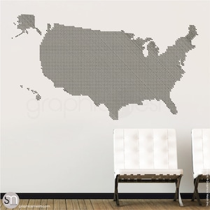 Connected DOTS USA MAP Wandtat von Wanddeko Wanddeko Wandbilder (28x46)