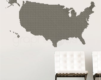 Connected DOTS USA MAP wall decals interior decor by Decals Murals (28x46)