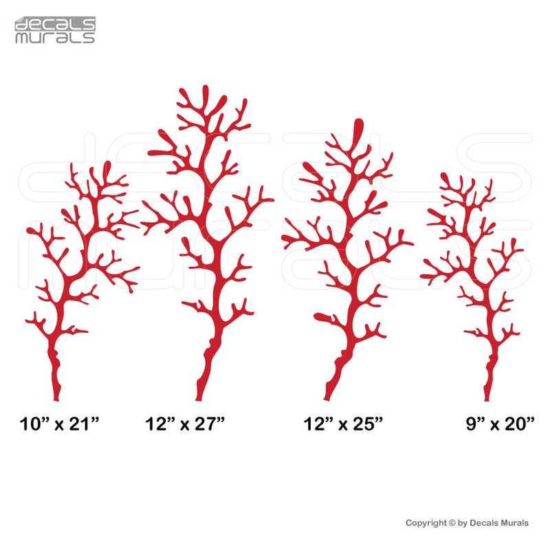 Wall decals 4 CORAL REEF BRANCHES Vinyl art Marine decal Ocean interior decor Coral nursery stickers by Decals Murals 29x32 image 4