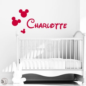 Mickey Mouse style PERSONALIZED BABY NAME Wall decal interior decor by Decals Murals image 2