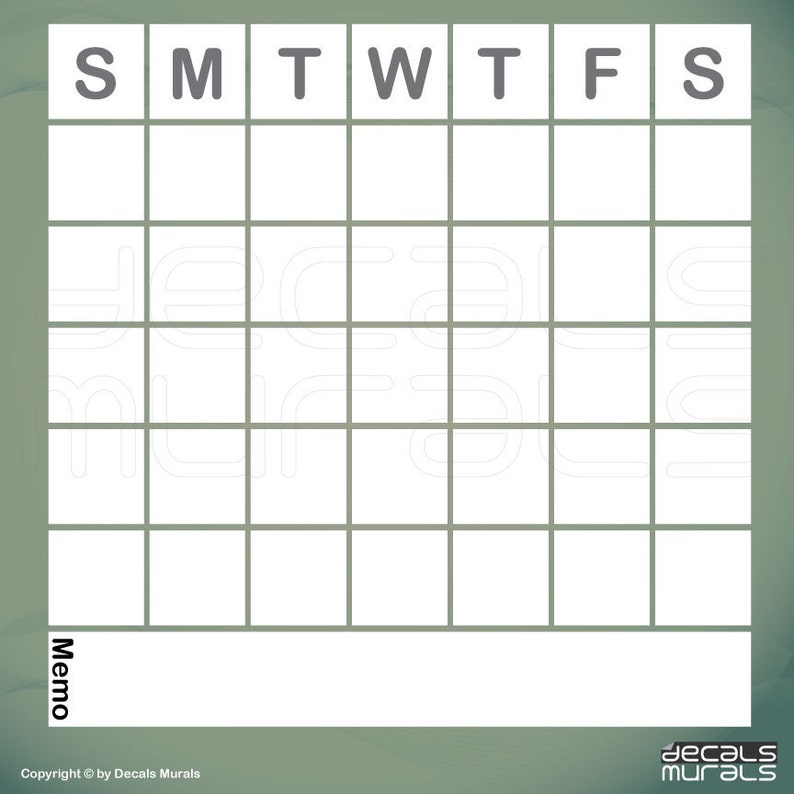 Dry erase SQUARED CALENDAR Wall decals office decor surface Etsy