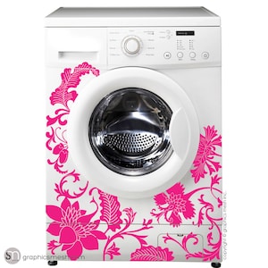 FLORAL WASHER DECOR - Domesticated Wall Decals Laundry decorating by GraphicsMesh