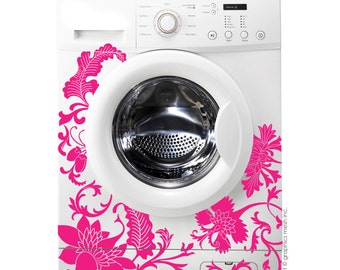 FLORAL WASHER DECOR - Domesticated Wall Decals Laundry decorating by GraphicsMesh