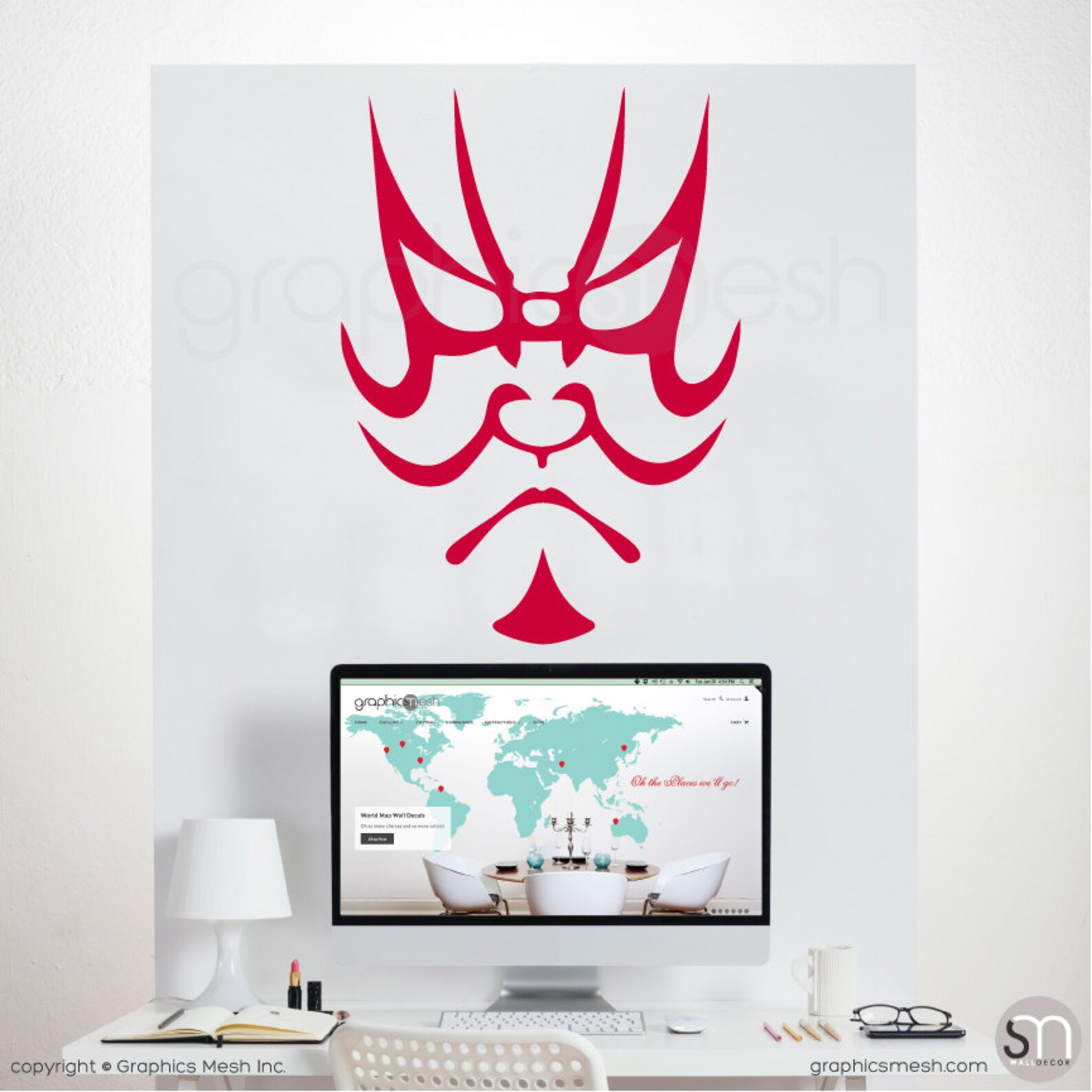 Wall Decals TRADITIONAL JAPANESE MASK Asian Inspired Art Etsy