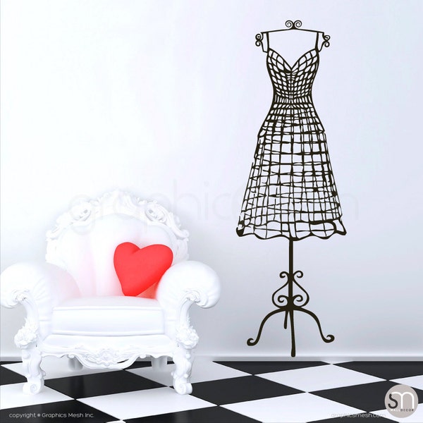 WALL DECAL fil comme forme de robe - Décor intérieur de mannequin en vinyle