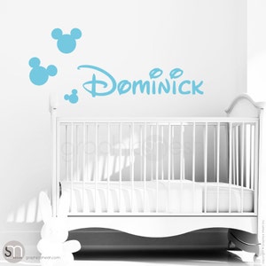 Mickey Mouse style PERSONALIZED BABY NAME Wall decal interior decor by Decals Murals image 3