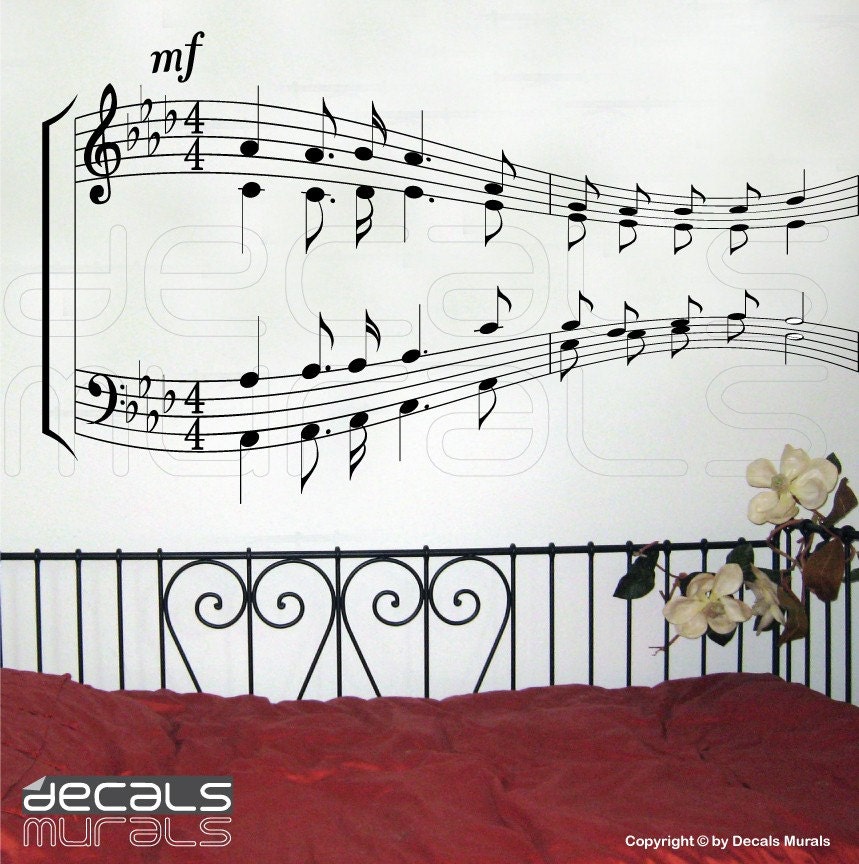 Wall Decal MUSIC NOTES Vinyl Art Stickers Sheet Music Decor by Decals ...