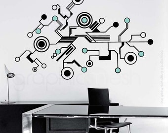 Tech Platine Vinyl Wandaufkleber: Abstrakte Geometrische Kunst (40x64 inches) |