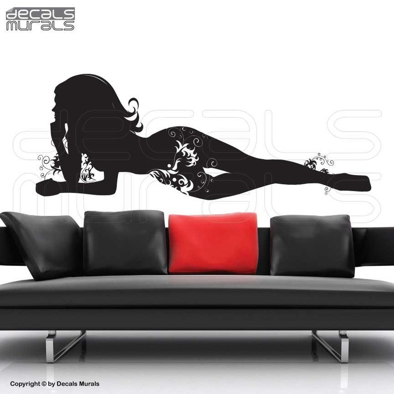Wall Decals Laying Woman Silhouette Life Size Art Stickers Image 0
