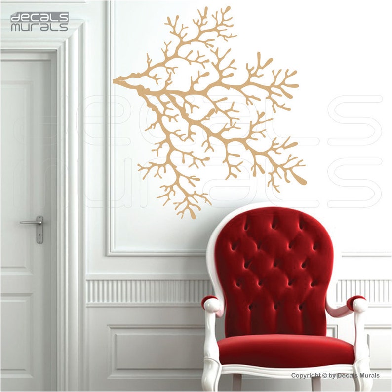 Wall decals 4 CORAL REEF BRANCHES Vinyl art Marine decal Ocean interior decor Coral nursery stickers by Decals Murals 29x32 image 2