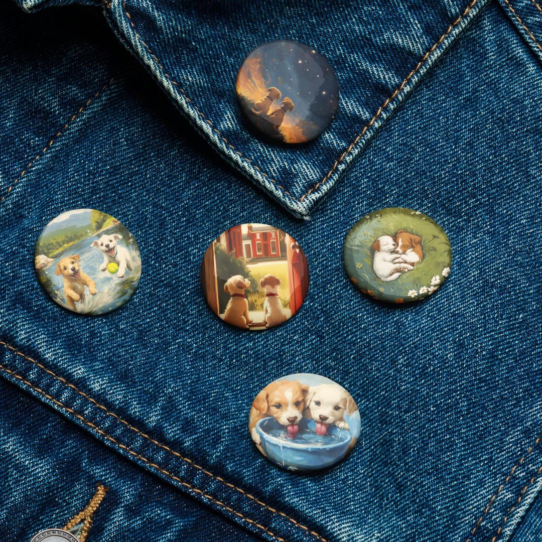 Set of Cute Pin, Puppy Pin Button, Art Pin, for Dog Lover - Etsy