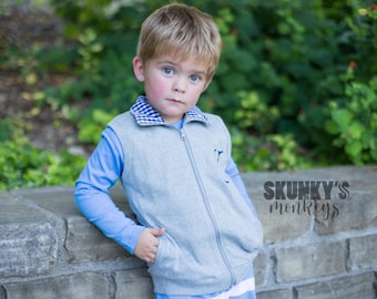 Kids Monogrammed Vest, Boys Monogramed Vest, Knit best, Zip up vest, Girls Personalized Toddler Pullover, fall outfit, Christmas gift