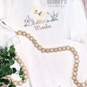 Baby Muslin romper, Girls Easter Bubble, Boys Easter outfit, monogrammed bubble personalized sunsuit girls first birthday, baby girls outfit