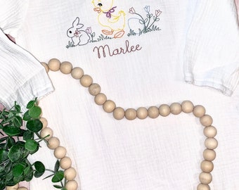 Baby Muslin romper, Girls Easter Bubble, Boys Easter outfit, monogrammed bubble personalized sunsuit girls first birthday, baby girls outfit