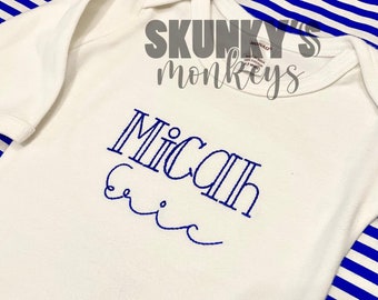 Monogrammed Baby Gown, Baby Boy Gown, Personalized Baby Gown, Baby Coming Home Outfit, Baby Shower Gift, Ruffle Sleeve Baby Gown