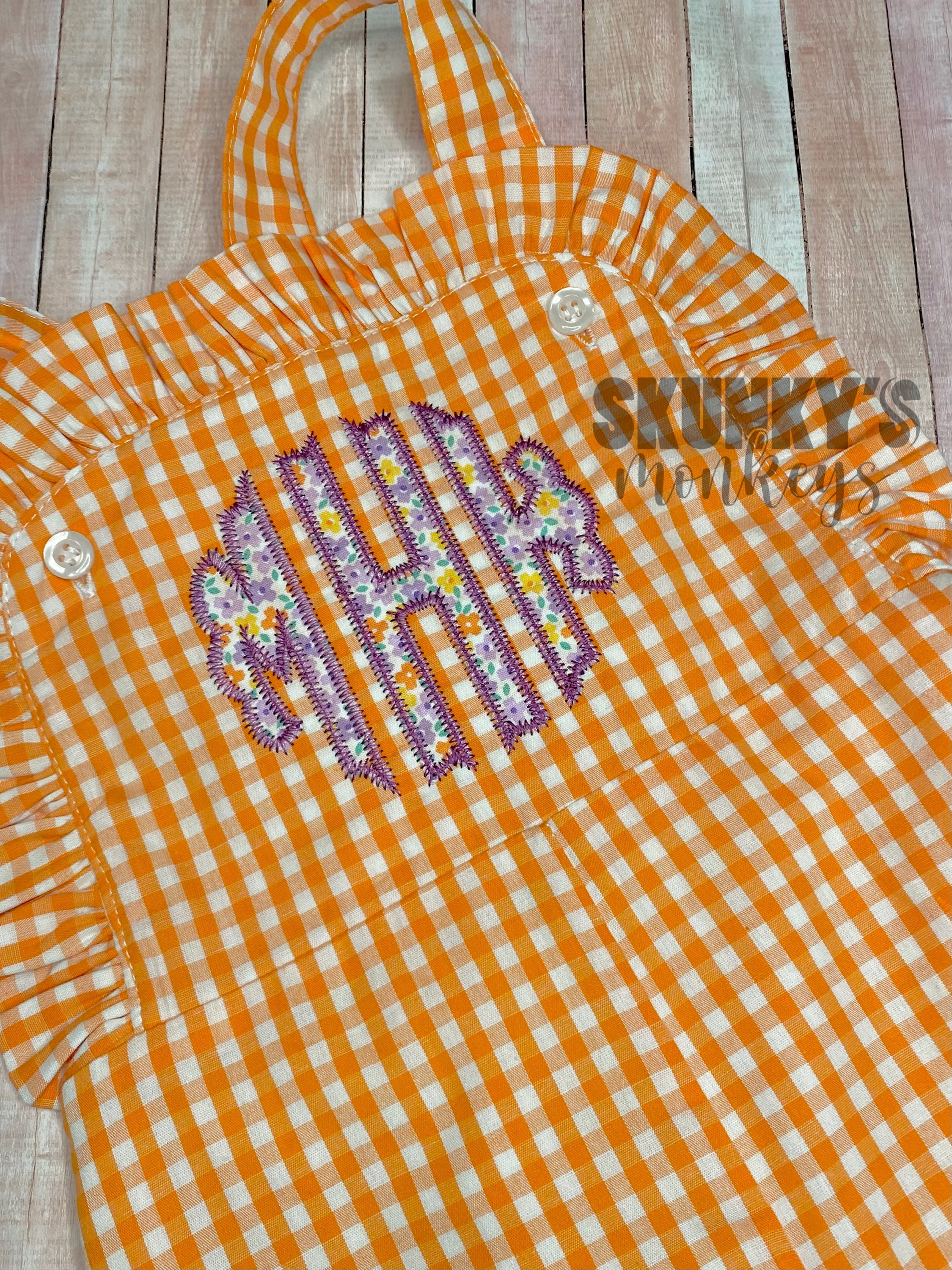 Monogrammed Girls Outfit, Monogram Overalls, Personalized Ruffle Romper ...