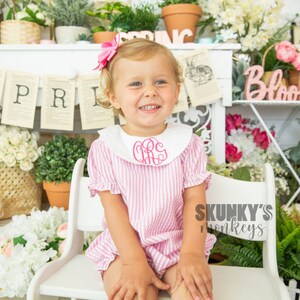 Monogrammed Bubble, baby girl outfit,  Girls Summer Bubble, Baby Shower gift, Seersucker Bubble Romper,  Boys birthday outfit, baby clothing