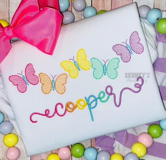 Rainbow Butterfly Shirt, Girls Summer Shirt, Birthday Shirt, Custom Spring Shirt, Personalized Appliqué shirt, Embroidered Shirt Short Set