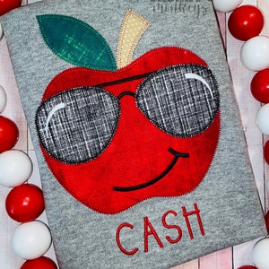 Boys Back to School Shirt, First Day of School Shirt, Boys Kindergarten Shirt, Cool apple shirt, Personalized Appliqué shirt,