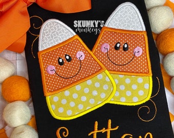 Girls Halloween Shirt, Halloween Applique Shirt, Candycorn shirt, Candy Corn Shirt, Personalized Girls Shirt, Custom Halloween Shirt