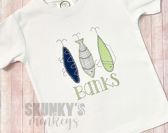 Boys Fishing Shirt, Appliqué Fishing Lure, Boys Summer Shirt, Baby Personalized Shirt, Custom Summer Shirt, Toddler Boys Embroidered Outfit