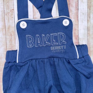 Baby boy bubble romper, Navy monogrammed bubble, personalized romper, baby boy monogrammed outfit, first birthday outfit, pictures
