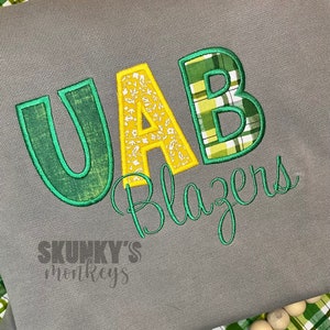 Womens Comfort Colors Monogrammed Sweatshirt, Crewneck, Football Team Embroidered Sweatshirt, , Gifts for Her, UAB Blazers, UAB sweatshirt