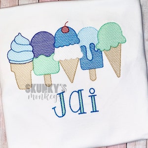 Boys Ice Cream Shirt, Boys Summer Shirt, Boys Birthday Shirt, Custom Popsicle Shirt, Personalized Appliqué shirt, Embroidered Shirt