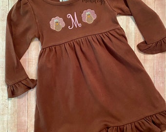 Girls Thanksgiving Shirt, Girls Turkey Shirt, Girls Pumpkin shirt, Pumpkin Turkey Embroidered Shirt, Thanksgiving Outfit