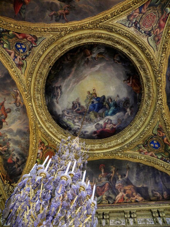 Paris Versailles Chandelier Hall Of Mirrors Gilded Ceiling Fine Art Photography