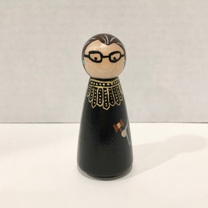 Ruth Bader Ginsburg peg doll, RBG dissent collar, Notorious RBG, Supreme Court Justice, lawyer gift, RBG Christmas ornament, feminist gift