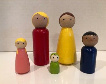 Simple peg doll family * doll house * * pretend play *