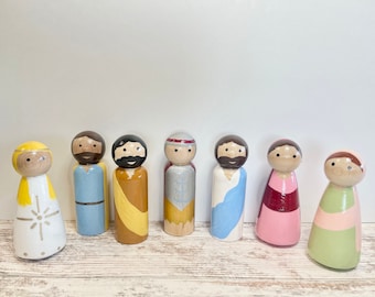 Easter peg doll set / Resurrection set / Jesus / He has risen / religious peg dolls / black Jesus / multicultural Bible story