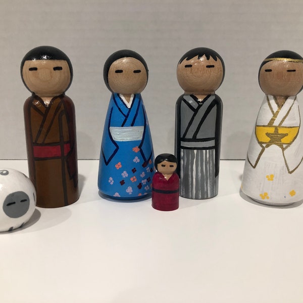 Japanese nativity set, unique nativity, peg doll nativity, Japan, Japanese culture