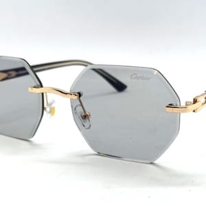 Cartier Gold Octagon Rimless Sunglasses