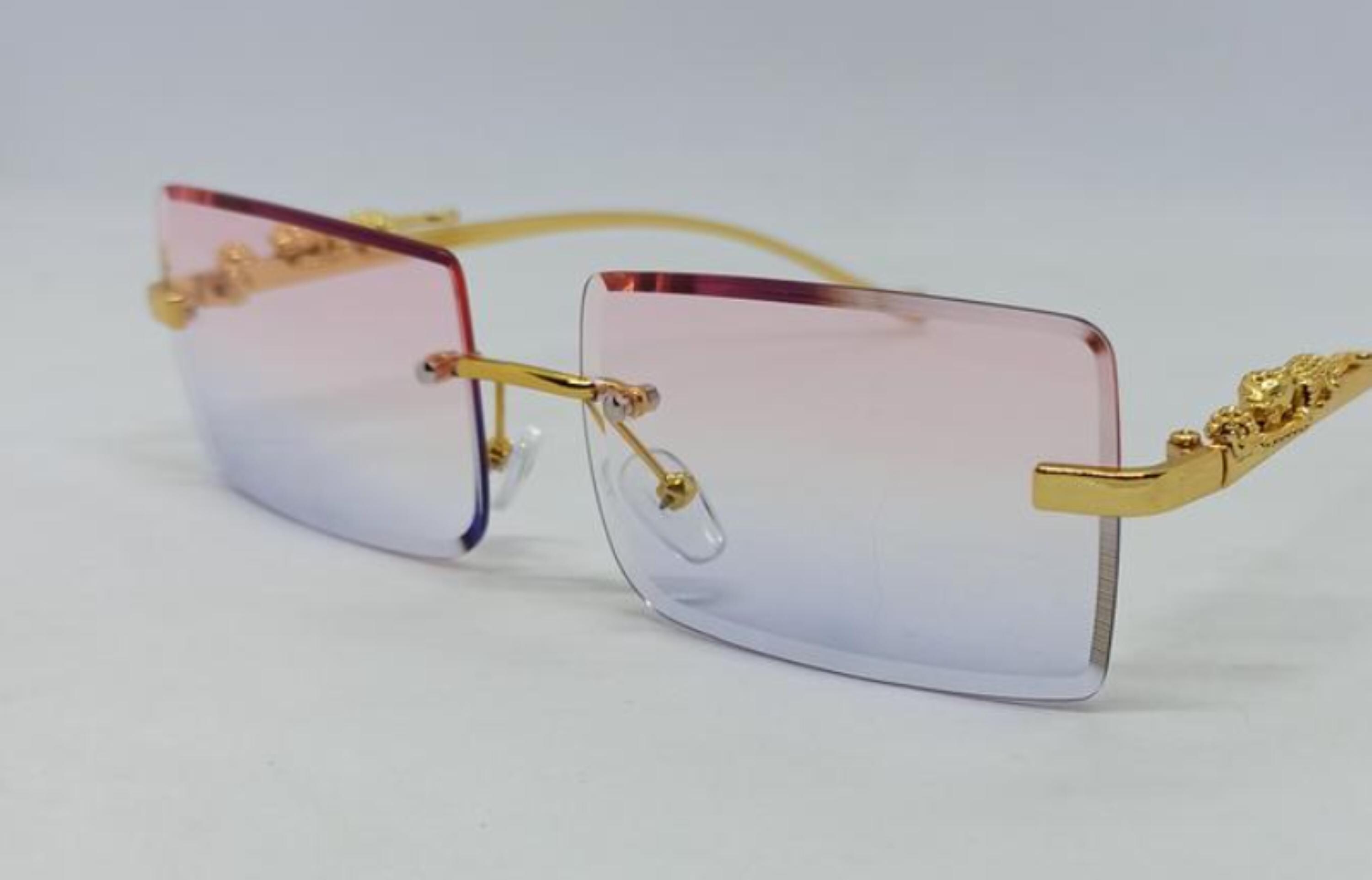 ?Cartier Rimless Gradient Sunglasses Cartier Gold Rimless Sunglasses – Brown Gradient Lens with  main image 2