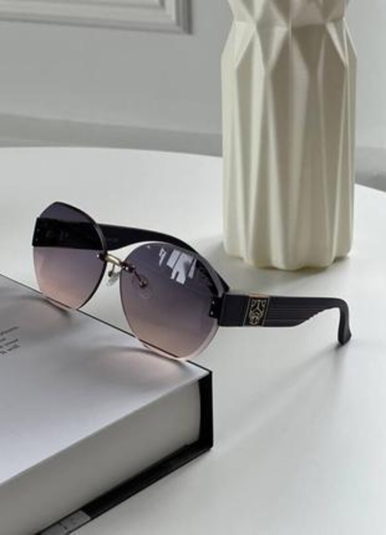 Cartier Green Lens Gold Wood Rectangle Sunglasses image 5