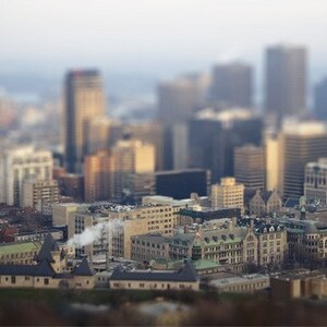 Tilt Shift Photography Montreal City Photo Miniature Art Urban 5x7 Print Quebec Architecture Travel Photography City Wall Decor image 1