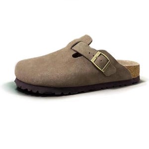 Suede Leather Clogs – Women and Men Shoes, Cushioned Cork Footbed