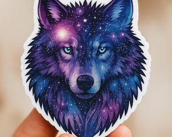 Celestial Galaxy Wolf Sticker