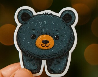 Gestanste sticker baby zwarte beer | Bosdierenkunst