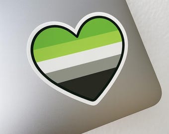 Aromantic Pride Heart: vinylsticker