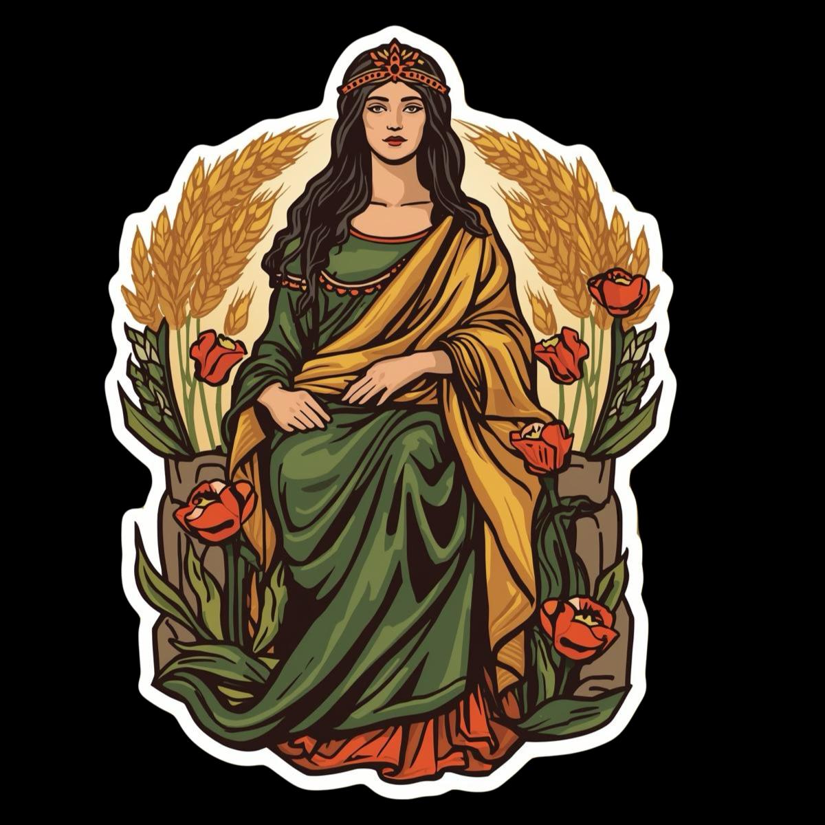 Demeter Sticker, Greek Mythology Goddess of Harvest and Earth Die Cut ...