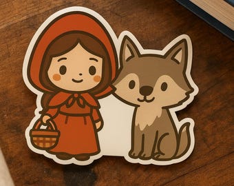 Little Red Riding Hood Sticker – Chibi Fairy Tale Wolf Duo