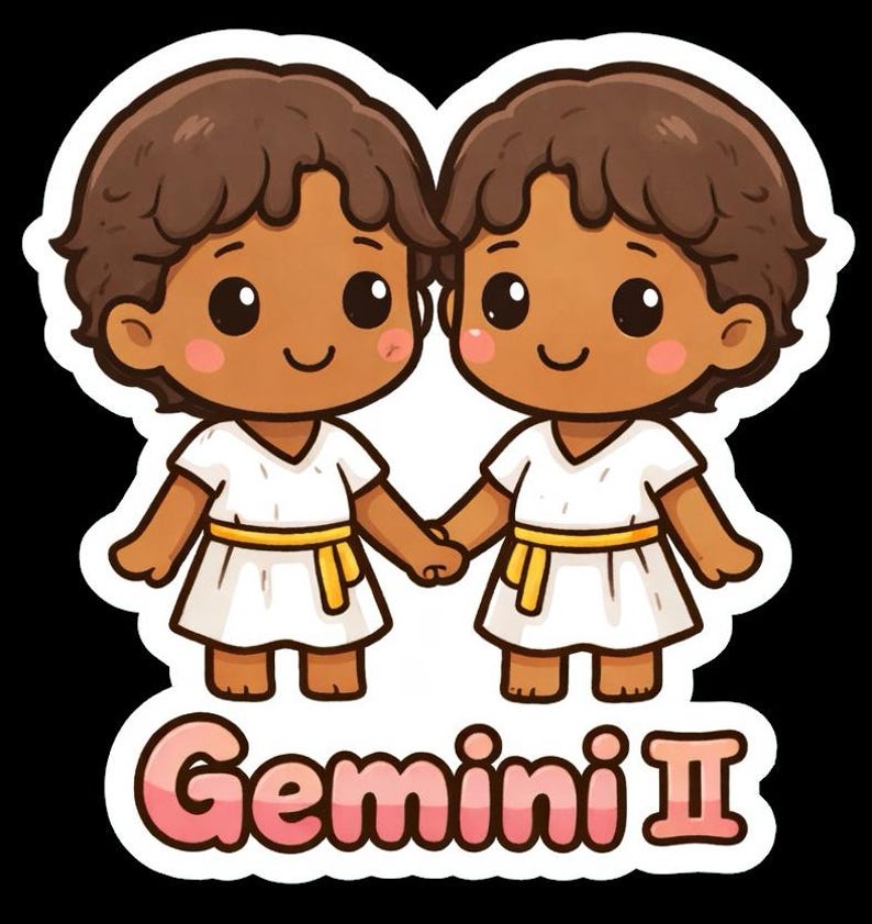 Tunic Sticker Chibi Gemini Sticker - Kawaii Zodiac Twins Vinyl Decal - Etsy