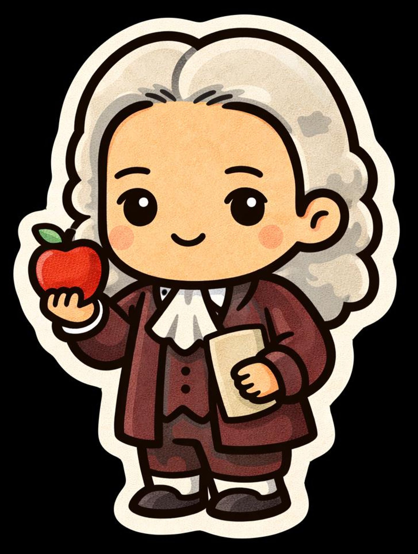 Chibi Isaac Newton Science Vinyl Sticker, Physics and Gravity History ...