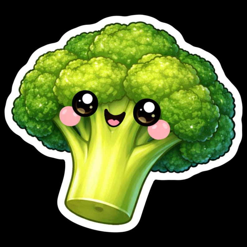 Chibi Broccoli Die Cut Sticker, Chibi Vegetable Sticke - Etsy
